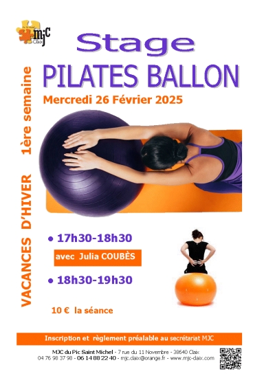 26 février : stage Pilates Ballon