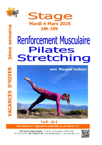 Mardi 4 Mars : Stage Renforcement musculaire - Pilates - Stretching